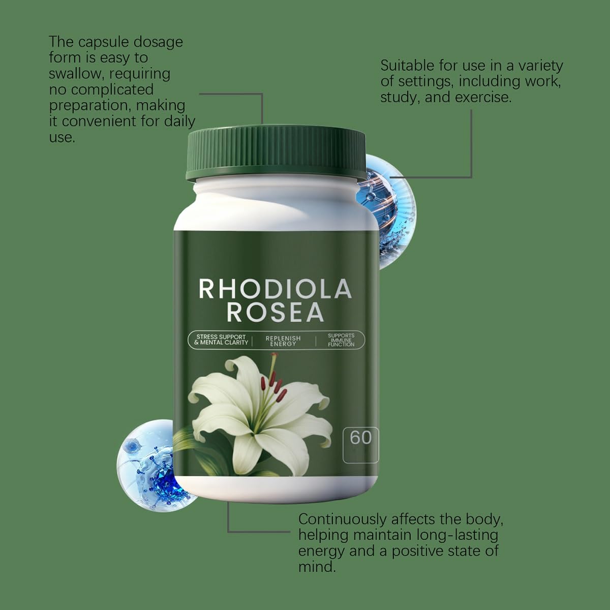 Rhodiola Rosea Extract-Supports Men and Women Mood 3pcs