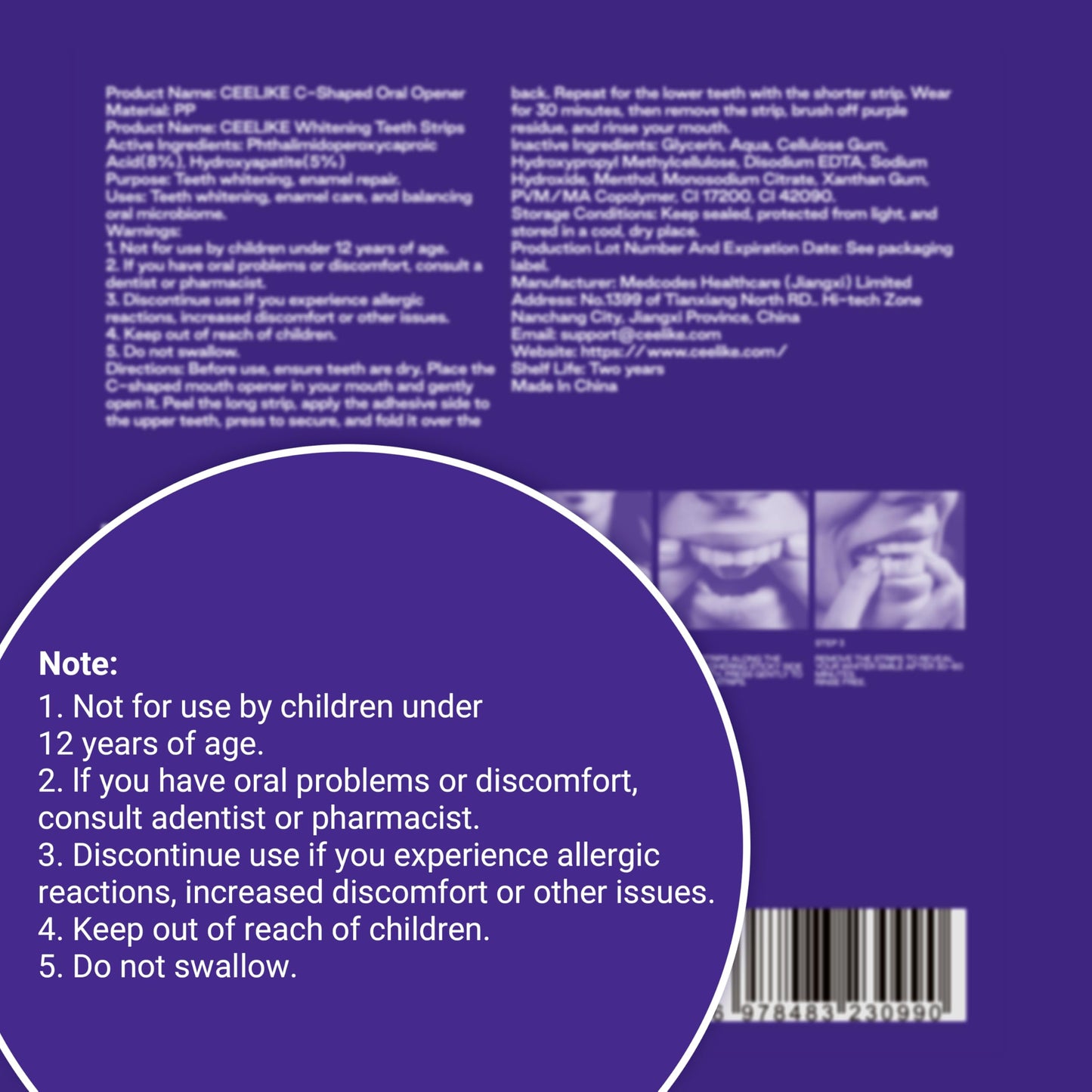 CEELIKE Purple Teeth Whitening 14 Strips (7 Treatments)